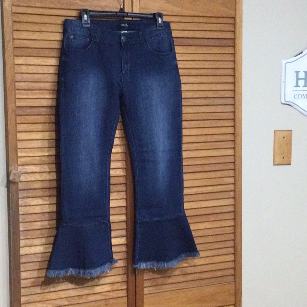 Mod X frilled blue jeans